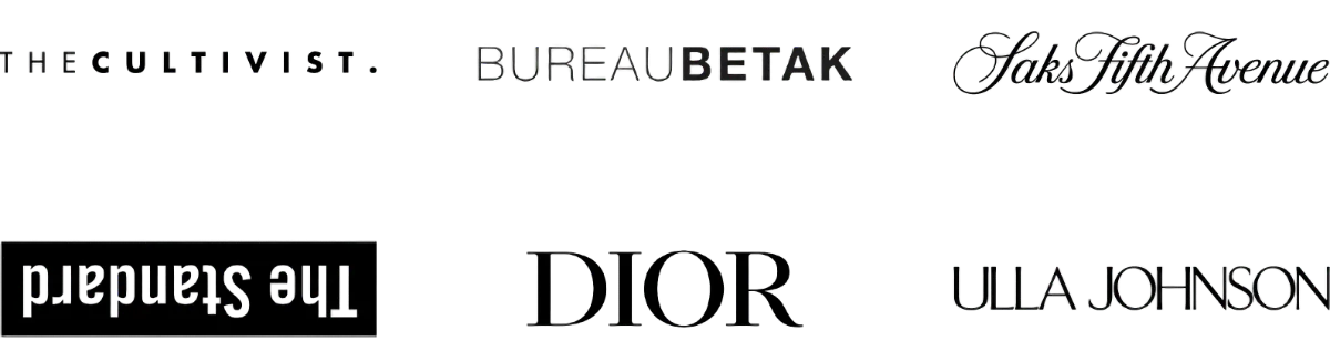 Brand logos like Dior, Ulla Johnson, Saks Fifth Avenue